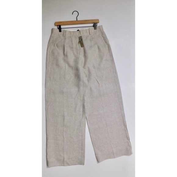 NWT!! J. CREW Wide Leg Essential Pants Flax Linen Pleated Preppy Summer Size 10 - Picture 3 of 16